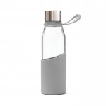 Botella de vidrio de borosilicato con funda color gris