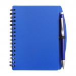 Libreta de tapa dura y bolígrafo a juego A6 hojas a rayas color azul primera vista