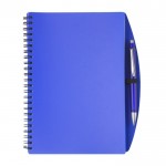 Libreta de tapa dura y bolígrafo a juego A5 hojas a rayas color azul primera vista