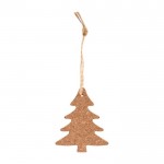 Adorno navideño hecho de corcho en forma de árbol con cordón color marrón primera vista