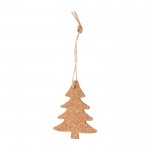 Adorno navideño hecho de corcho en forma de árbol con cordón color marrón segunda vista