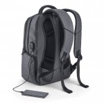 Mochila para pc portátil con puerto USB color gris oscuro tercera vista