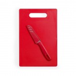 Kit tabla de cocina y cuchillo color rojo