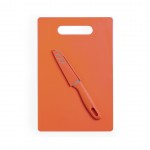 Kit tabla de cocina y cuchillo color naranja