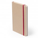 Libreta de cartón reciclado con banda elástica a color hojas lisas A5 color rojo primera vista