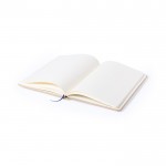 Libreta de cartón reciclado con banda elástica a color hojas lisas A5 color azul segunda vista