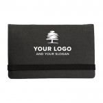 Porta memos de cartón con cierre elástico y bolsillo para tarjetas color negro tercera vista
