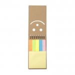 Práctico bloc de 50 notas y 150 tiras adhesivas con espiral color marrón cuarta vista