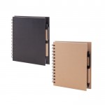 Libreta con bolígrafo de tinta azul y papel reciclado de hojas lisas color negro sexta vista