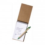 Bloc de notas con bolígrafo de cartón color verde segunda vista