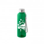 Botella de RPET con acabado translúcido y tapa de acero 600ml color verde imagen con logo