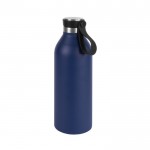 Botella de acero inoxidable reciclado con asa de sujeción 500ml color azul marino cuarta vista