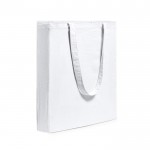 Bolsa de 100% algodón con asas largas y fuelle 105 g/m2 color blanco primera vista