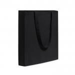 Bolsa de 100% algodón con asas largas y fuelle 105 g/m2 color negro primera vista