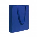 Bolsa de 100% algodón con asas largas y fuelle 105 g/m2 color azul primera vista