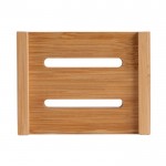 Jabonera con 2 orificios de drenaje hecha de bambú con certificado FSC color madera quinta vista