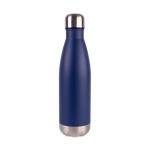 Botella de acero inoxidable reciclado con base y tapón plateado 500ml color azul marino segunda vista