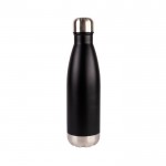 Botella de acero inoxidable reciclado con base y tapón plateado 500ml color negro segunda vista