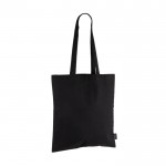 Bolsa de 100% algodón reciclado con asas largas 180 g/m2 color negro tercera vista