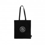 Bolsa de 100% algodón reciclado con asas largas 180 g/m2 color negro vista detalle