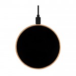 Cargador inalámbrico de bambú con superficie retroiluminada 15W color negro quinta vista