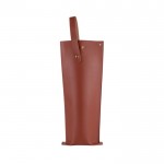 Funda para botellas de vino de cuero sintético con asa y fuelle color marrón quinta vista