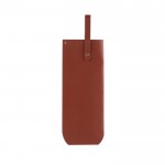 Funda para botellas de vino de cuero sintético con asa y fuelle color marrón sexta vista