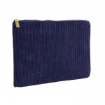 Neceser aterciopelado de poliéster con cremallera dorada 240 g/m2 color azul marino cuarta vista