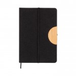 Libreta ecológica con tapa de RPET y soporte para móvil A5 hojas lisas color negro cuarta vista