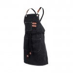 Delantal de efecto vaquero con varios bolsillos y detalles en PU color negro cuarta vista