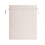 Bolsa mediana de algodón reciclado con cordones de cierre 120 g/m2 color natural tercera vista
