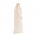 Bolsa de algodón reciclado con cordones de cierre para vino 120 g/m2 color natural tercera vista