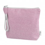 Neceser de algodón reciclado color pastel con muñequera de cuerda color rosa tercera vista