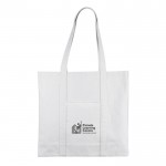 Bolsa grande de algodón reciclado con asas largas 360 g/m2 color natural tercera vista