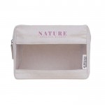 Neceser de canvas reciclado color natural con rejilla en parte frontal color natural cuarta vista