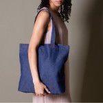 Bolsa de denim reciclado para personalizar de asas largas 280 g/m2 color azul vaquero vista detalle