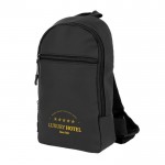 Bandolera de cuero sintético con un bolsillo exterior en el frente color negro quinta vista
