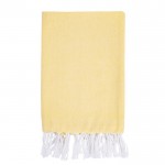 Pareo de algodón y poliéster monocolor con flecos blancos 170 g/m2 color amarillo primera vista