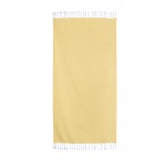 Pareo de algodón y poliéster monocolor con flecos blancos 170 g/m2 color amarillo segunda vista