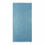 Pareo de algodón y poliéster monocolor con flecos blancos 170 g/m2 color azul claro segunda vista