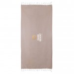 Pareo de algodón y poliéster monocolor con flecos blancos 170 g/m2 color beige cuarta vista