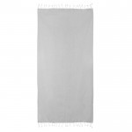 Pareo de algodón y poliéster monocolor con flecos blancos 170 g/m2 color gris segunda vista