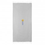 Pareo de algodón y poliéster monocolor con flecos blancos 170 g/m2 color gris cuarta vista