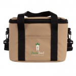 Bolsa nevera personal de cuero sintético y doble asa ajustable color beige tercera vista