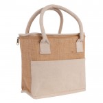 Bolsa nevera de yute y asas resforzadas de algodón para transporte color natural tercera vista