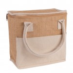 Bolsa nevera de yute y asas resforzadas de algodón para transporte color natural cuarta vista