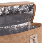 Bolsa nevera de yute y asas resforzadas de algodón para transporte color natural vista detalle