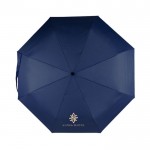 Paraguas antiviento de pongee RPET con mango de bambú Ø97 color azul marino quinta vista