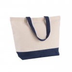Bolsa de algodón reciclado con asa y base de colores 320 g/m2 color azul segunda vista