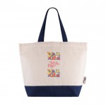 Bolsa de algodón reciclado con asa y base de colores 320 g/m2 color azul tercera vista